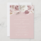 Schöne Dusty Rose Blush Wedding Einladung (Vorderseite)