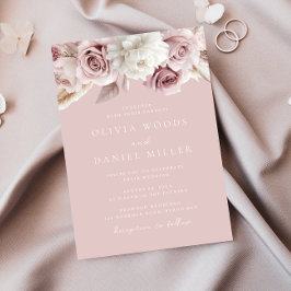 Schöne Dusty Rose Blush Wedding Einladung