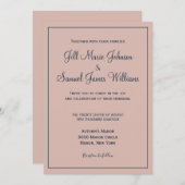 Schöne Dusty Rose und Blue Wedding Einladung (Vorne/Hinten)