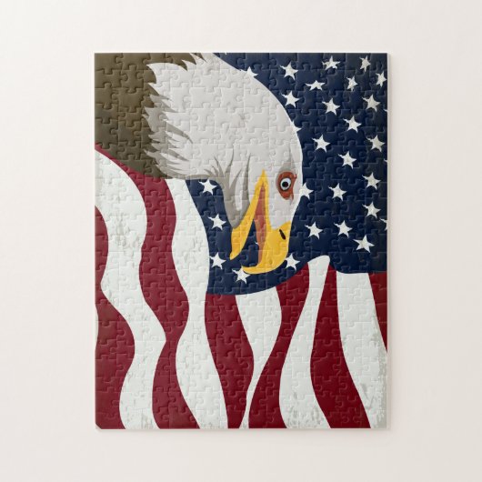 Schöne Eagle & USA Flag Jigsaw Puzzle (Vertikal)