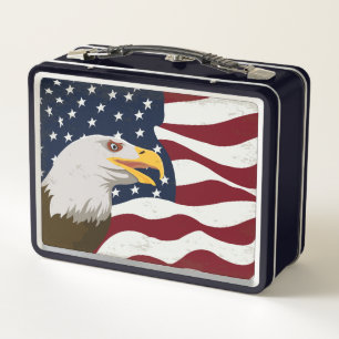 Schöne Eagle & USA Flag Metal Lunch Box