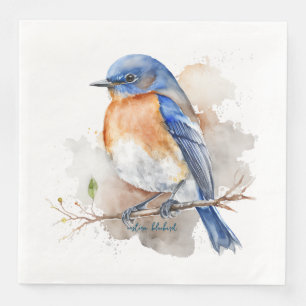 Schöne Eastern Bluebird Orange Blue Watercolor Serviette