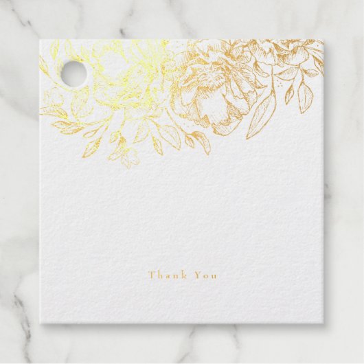 Schöne, echte Goldfolie gezeichnet Blumenbeweis Vi Geschenkanhänger (Vorderseite)