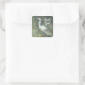 Schöne Egret Shorebird Wading Art Vielen Dank Quadratischer Aufkleber (Tasche)