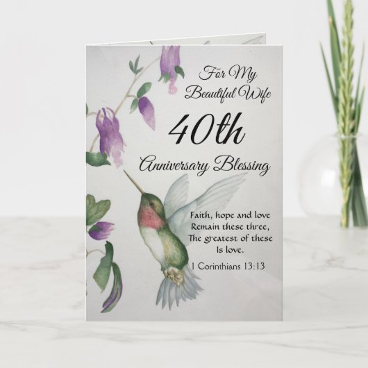 Schöne Ehefrau 40 Jahre Jubiläum Segen Karte (Vorderseite)
