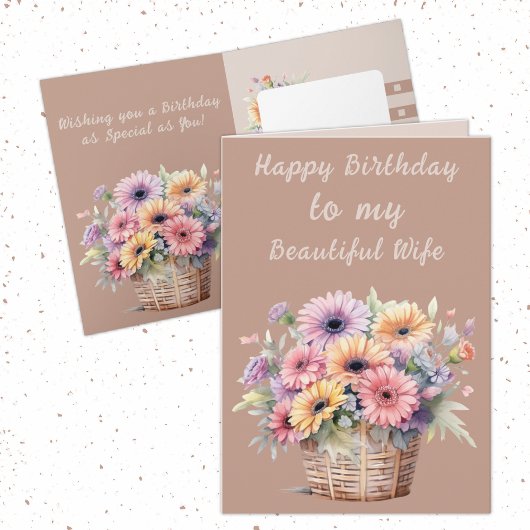 Schöne Ehefrau gerbera Blume brauner Geburtstag Karte