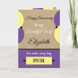 Schöne Ehefrau Jubiläum lila rustikale Karte