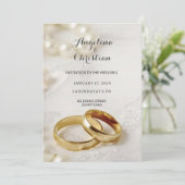 Schöne Ehering Hochzeitseinladung Karte (Stehend Vorderseite)