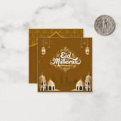 Schöne Eid Mubarak-Grüße grau Mitteilungskarte (Vorderseite/Rückseite Beispiel)