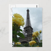Schöne Eiffelturm Gelbe Rosen Paris Post Card Postkarte (Vorne/Hinten)