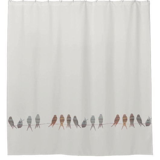Schöne einfache moderne Vögel auf einem Draht Duschvorhang (Vorderseite)
