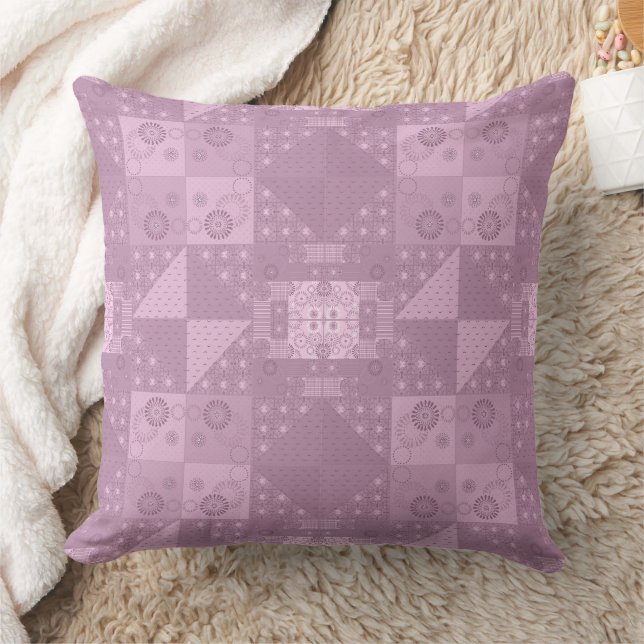 schöne einfache traditionelle lila Patchworkarbeit Kissen (Decke)