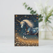 Schöne Einhorn auf der Wiese Postkarte (Stehend Vorderseite)