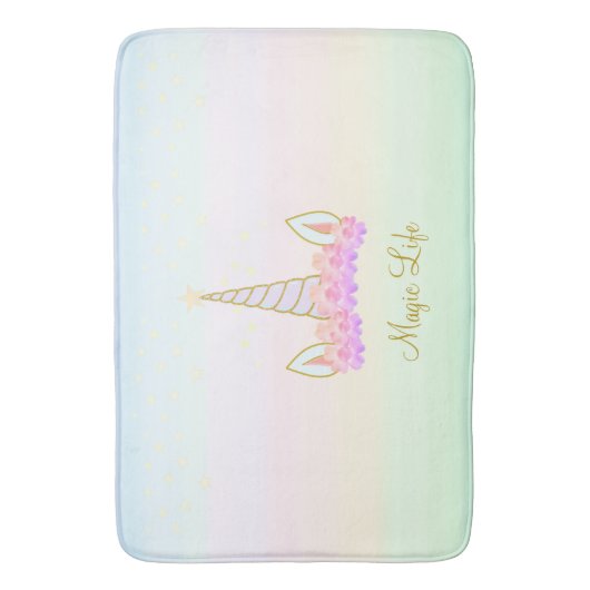 Schöne Einhorn-Blume & Sterne Badematte (Vorderseite Vertikal)