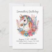 Schöne Einhorn Girl Geburtstagseinladung Einladung (Vorderseite)