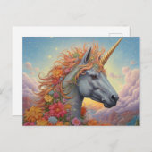 Schöne Einhorn Postkarte (Vorne/Hinten)