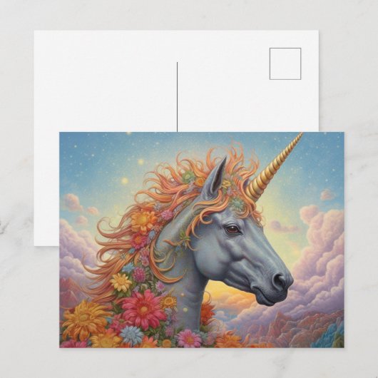 Schöne Einhorn Postkarte (Vorne/Hinten)