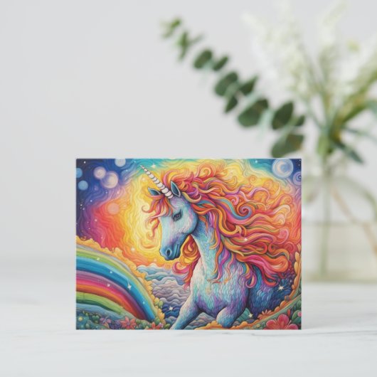 Schöne Einhorn Postkarte (Stehend Vorderseite)