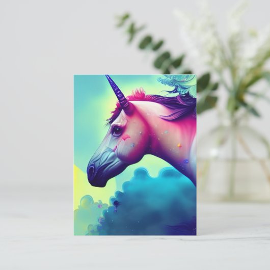 Schöne Einhorn Postkarte (Stehend Vorderseite)