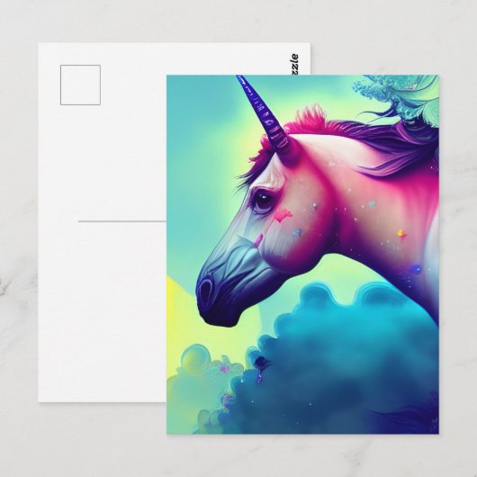 Schöne Einhorn Postkarte (Vorne/Hinten)