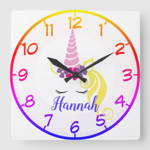 Schöne Einhorn-Quadrat-Wall-Uhr Quadratische Wanduhr