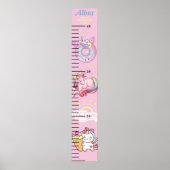 Schöne Einhorn-Rosa-Blütenmädchen-Wachstumstabelle Poster (Vorne)
