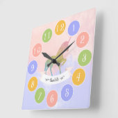 Schöne Einhorn-Silhouette gefüllt mit Glitzer Quadratische Wanduhr (Winkel)
