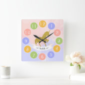 Schöne Einhorn-Silhouette gefüllt mit Glitzer Squ Quadratische Wanduhr (Zuhause)