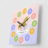 Schöne Einhorn-Silhouette gefüllt mit Glitzer Squ Quadratische Wanduhr (Winkel)