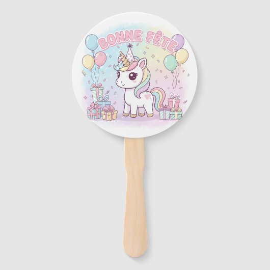 Schöne Einhornparty Fächer (Vorderseite)