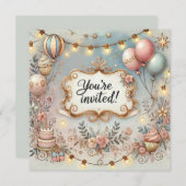 Schöne Einladung Geburtstagsfeier (Vorne/Hinten)