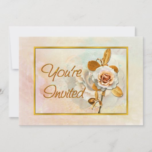 Schöne Einladung mit Rose (Vorderseite)