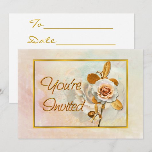 Schöne Einladung mit Rose (Vorne/Hinten)