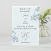 Schöne Einladung zur Hochzeit, blau, blau (Stehend Vorderseite)