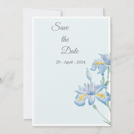 Schöne Einladung zur Hochzeit, blau, blau (Rückseite)