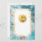 Schöne Einladung zur Hochzeit, blauer Goldmarmor (Rückseite)