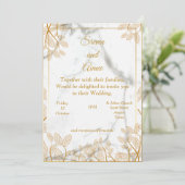 Schöne Einladung zur Hochzeit, Goldline-Kunst (Stehend Vorderseite)