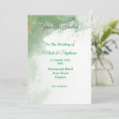 Schöne Einladung zur Hochzeit, grüner Marmor (Stehend Vorderseite)