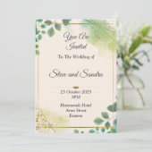 Schöne Einladung zur Hochzeit, grünes Wasser (Stehend Vorderseite)