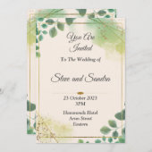 Schöne Einladung zur Hochzeit, grünes Wasser (Vorne/Hinten)