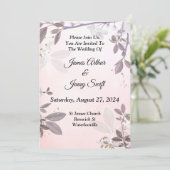 Schöne Einladung zur Hochzeit, rosa Blüte (Stehend Vorderseite)