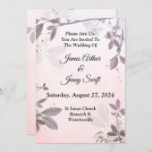 Schöne Einladung zur Hochzeit, rosa Blüte (Vorne/Hinten)