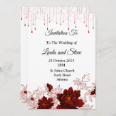 Schöne Einladung zur Hochzeit, rote Blume (Vorne/Hinten)