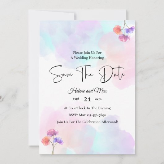 Schöne Einladungen zu Rosa und Blau Hochzeiten (Vorderseite)