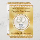 Schöne Einladungen zum 60. Hochzeitstag (Vorne/Hinten)