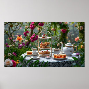 Schöne Einrichtung für den Nachmittag im Garten Poster