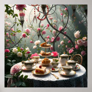 Schöne Einrichtung für den Nachmittag im Garten Poster