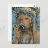 Schöne Einrichtung mit blauen Flügeln und einer Ka Postkarte (Vorne/Hinten)