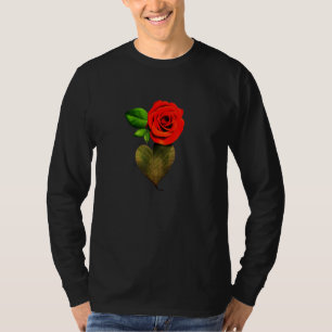Schöne einzelne Rosenblume Symbol der Liebe T-Shirt