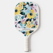 Schöne, einzigartige blaue und gelbe Blumen Pickleball Schläger (Vorderseite)